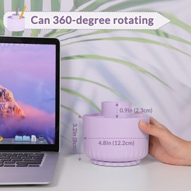 SKYDUE 360 Degree Rotating Desk Organizer, Dual-Purpose Pencil Pen Holder for Desktop, Rotating Desk Pen Organizer with 5 Slots Purple