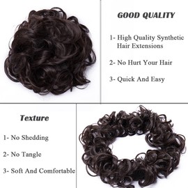 Long Hair Bun Scrunchy Scrunchie Up Do Hairpiece Curly Messy Hair Ribbon Ponytail Extensions Wavy - Medium Brown