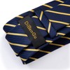 DiBanGu Blue Yellow Stripe Tie for Men Silk Woven Necktie