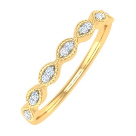 FINEROCK 0.04 Carat Anniversary Wedding Band Ring in 10k Yellow Gold (Ring Size 4.5)