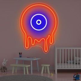 Melting Vinyl Record Led Neon Sign, Music Wall Décor, 90s theme party decoration, Vinyl record led-neon wall neon decor, Custom neon sign for Bedroom Home Bar Birthday Party Wedding Wall-Gold