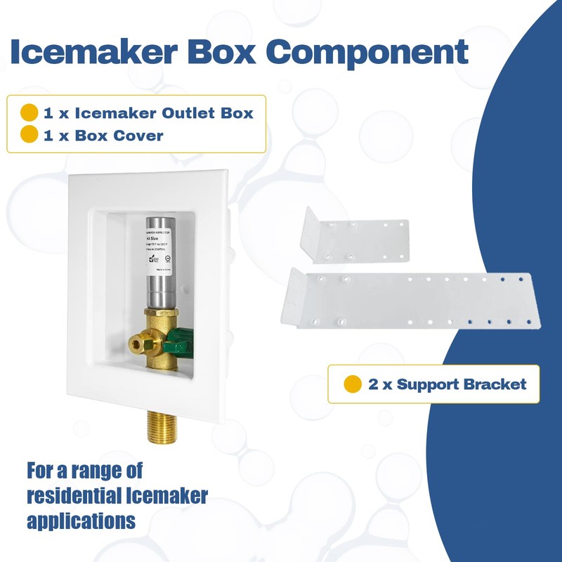 1-PACK GUOFIS Icemaker Outlet Box with 1/2" MIP Sweat Inlet