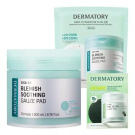 Dermatory 피부진정 더마토리 시카 피디알엔 흔적 진정 거즈패드 본품+리필(70매+30매) +사은품 Soothing Dermatory Cica PDRN Scar Soothing Gauze Pad Full Product + Refill (70 sheets + 30 sheets) + Gift