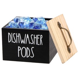 Dishwasher Pod Holder with Lid, Large Capacity Laundry Dryer Sheet Holder, Dishwasher Pod Container, Wide Opening Dishwasher Tablet Container, Practical Laundry Pod Holder for Laundry Pods(black,1)