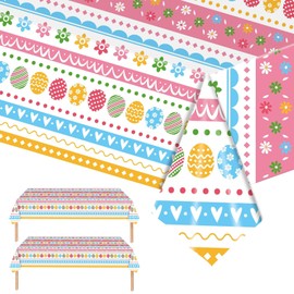 2Pcs Large Easter Party Table Cloth Table Cover,137*174cm Giant Easter Tablecloth Bunny Tablecover Rectangle Waterproof Table Cloths Party Table Decoration for Kids Adults Easter Home Party Supplies