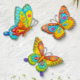 J-Fly Maximalist Decor Metal Butterfly Wall Decorations Garden Decor Room Decor, Lawn Ornaments Ladybugs Live- 3 Pieces, Outdoor Garden Yard Decor for Home and Office Decoration