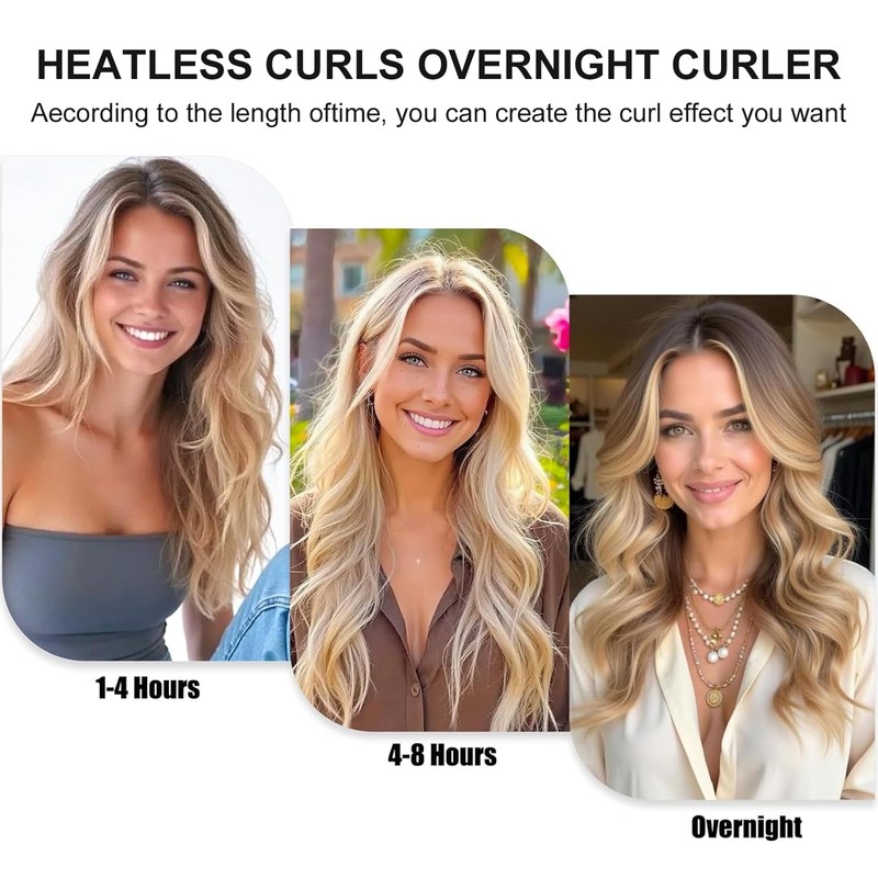 Heatless Curls Overnight Hair Set – 70" Soft Ribbon Headband