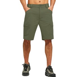 FREEKITE Men's Outdoor Ripstop Cargo Shorts Golf Quick Dry Hiking Fishing Tactical Work Shorts with Pockets (Military Green,42W/10L)