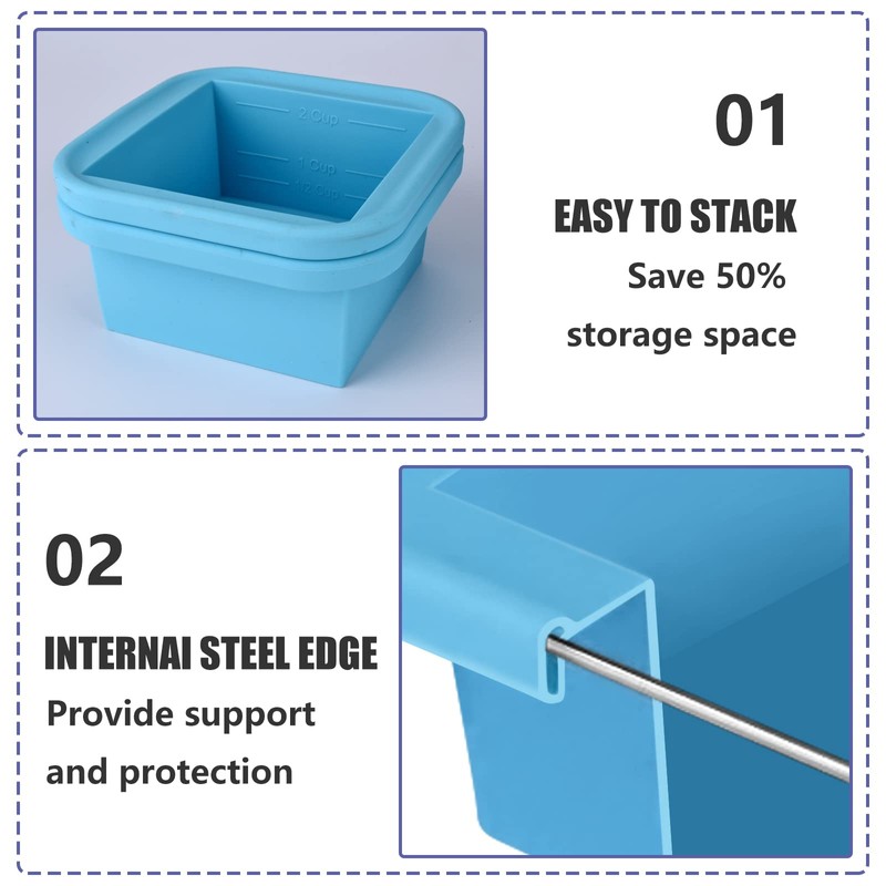 Kinggrand Kitchen 2 Cup Silicone Freezer Trays with Lid 4