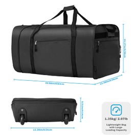Finnhomy 100L Foldable Rolling Duffel Bag with 2 Wheels, Light Weight Travel Duffel bag with Large Loading Capacity, 32 inch Rolling Duffel bag with Shoulder Strap for Travel Camping Sports, black
