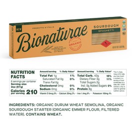 Bionaturae Spaghetti Pasta Noodles - Sourdough Pasta, Kosher Certified, High Protein, Non-GMO Verified, USDA Certified, Spaghetti Pasta Organic, Crafted in Italy - 12 Oz (Pack of 2)