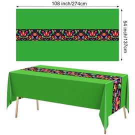 Oudain 6 Pcs Fiesta Tablecloth 108 x 54 Inch Plastic Tablecover Mexican Waterproof Tablecloth Disposable Table Cover for Taco Night Festive Mexican Fiesta Wedding Party Decoration (Bright Color)