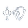 Yumilok Womens Girls 925 Sterling Silver Creative Crown with Zirconia Hoops Earrings Diameter 0.8cm Elegant Silver Crown Creole Earring