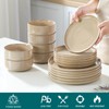 vancasso PLAYA Ceramic Plates and Bowls Sets, 18 Pieces Brown