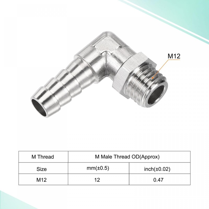 sourcing map Nickel-Plated Copper Hose Barb Fitting Elbow 8mm Barbed