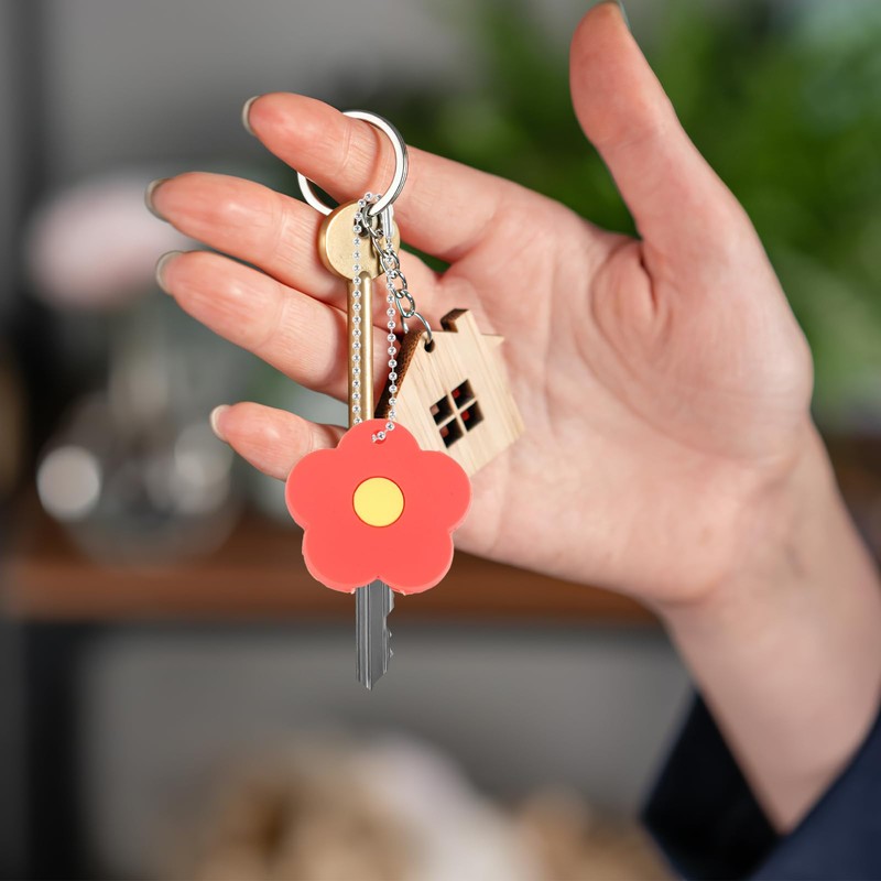 Mikikit Key Covers Caps, 5pcs Silicone Key Covers Caps Tags
