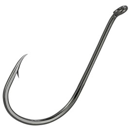 Alwonder Pack of 50 Drop-Shot Fishing Hooks Size #2, Offset Leader Hooks Made of Black Nickel Pointed & Robust Hooks for Rubber Baits and Natural Baits for Catfish, Bass, Tuna, Freshwater, Saltwater