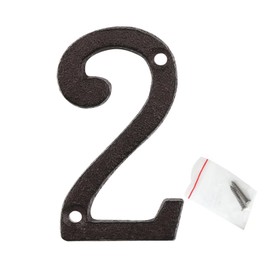 roslyong 3 Inch House Number, Vintage Address Numbers for Outside, Cast Iron Solid Metal Number 2 (Matching Screws Included)