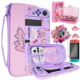 TIKOdirect Carrying Case for Switch, Cute Portable Travel Bag in Newest Updated Design of Purple Interior with Soft Protective Case, Screen Protectors and Thumb Grip caps, Purple