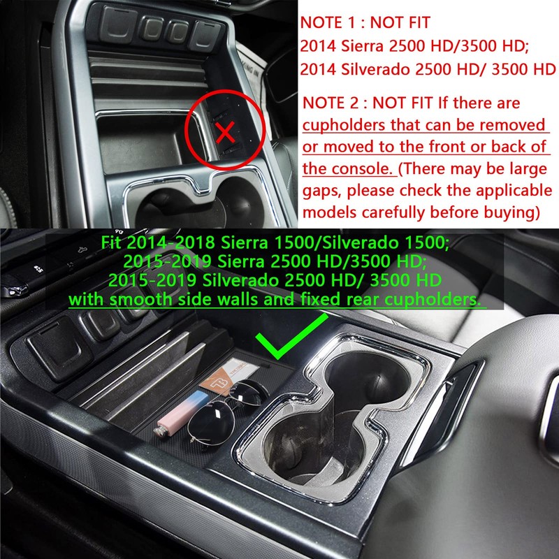 TACOBRO Center Console Organizer Compartment Cover Compatible with 2014-2018 Sierra/Silverado