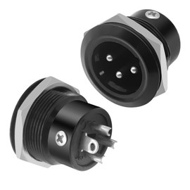 MEIRIYFA XLR 3-Pin Socket Panel Mount Adapter Audio Connector, XLR 3-Pin Male to Solder Connector Round Connector for Mixer Amp Microphone Speaker (Pack of 2, 3-Pin Plug)