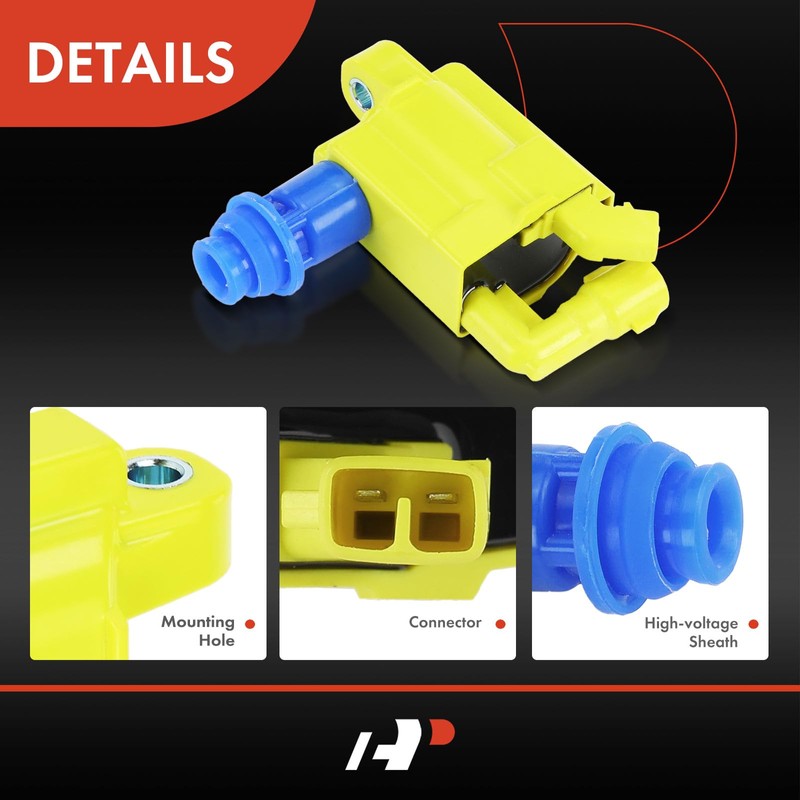 A-Premium 3 Yellow Ignition Coils with 3 Spark plug Wires
