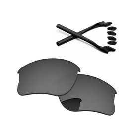 PapaViva Replacement Lenses & Rubber Kits for Oakley Half Jacket 2.0 XL OO9154 62mm Sunglass Black Chrome Pro+ Anti-reflective Polarized