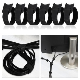 WSZJINB Pack of 50 Velcro Cable Ties, Resealable, Black Cable Velcro Cable Ties, Reusable, Cable Velcro Velcro Tape for Cable Management, Cable Organiser, Length 20 cm