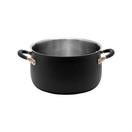 Meyer Stainless Steel Medium Stockpot | 6.5 Quart Stock Pot | Induction Pot | Dishwasher Safe | Oven Safe | Matte Black with Silicone Handles | Accent Series Cookware | 24cm / 6.2L / 6.5 qt