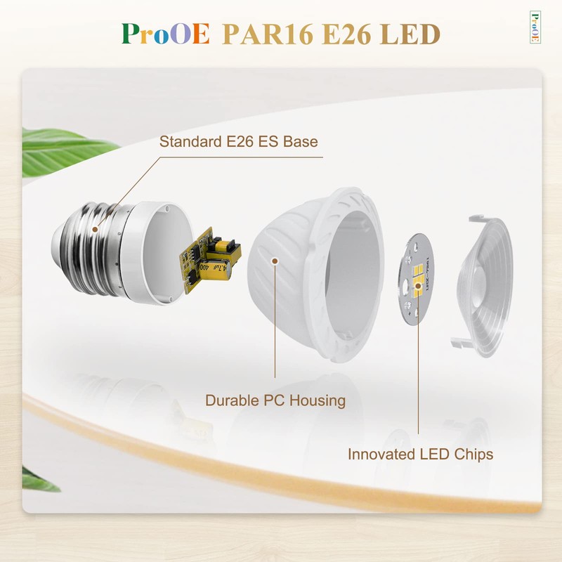 DiCUNO PAR16 LED Bulb, 5W 50W Halogen Equivalent, 5000K Daylight