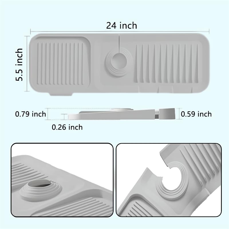 Extra Long 24' Silicone Sink Splash Guard - 5 Slope