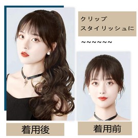 HAPVITAL Ponytail Point Wig, Curly Long, Ponytail Wig, Curly Hair, 21.7 inches (55 cm), Easy Clip Type, Extension, Ponytail, Long, Natural (Light Brown)