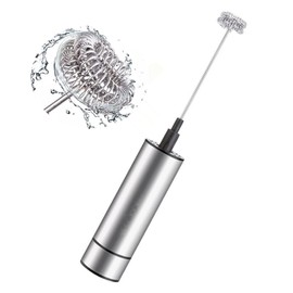 Elektrischer Milchaufschäumer Schneebesen, Mixer für Getränke, Gerte mit Doppelfeder aus Edelstahl, tragbarer Schaum für Cappuccino, Kaffee, Latte Macchiato, Eier, heiße Schokolade