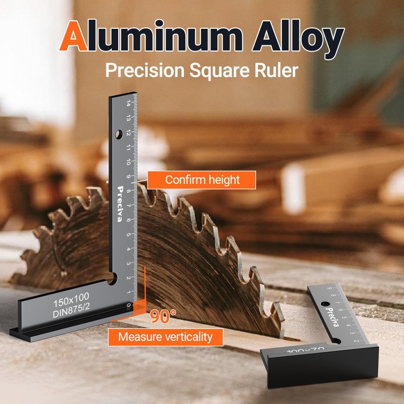 Preciva Engineer's Square Set, 2 Pieces, 90° Try Square, Carpenter's