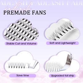 FADLASH Premade Lash Fans C Curl Premade Fans Eyelash Extensions 16D 0.07 Volume Lash Fans Premade Handmade Premade Lash Extensions Fans (16D-0.07C-8-14mm)