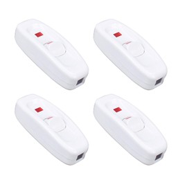 ZHIQIN Pack of 4 Cord Switch Cable Switch Cord Switch 250 V/10 A 2-Core and 3-Core Supply Cables for Small Appliances All Types of Electric Lamps Table Lamps (White)