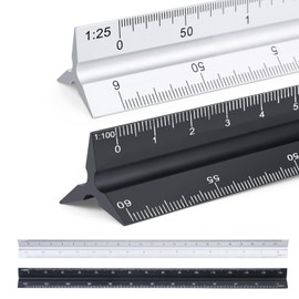 Set of 2 Scale Ruler: 30 cm Length Triangular Scale Aluminium Scale Ruler Triangular 1:20 1:25 1:50 1:75 1:100 1:150/1:100 1:200 1:250 1:300 1:400 1:500, Line Set al set al set al set ure Architecture