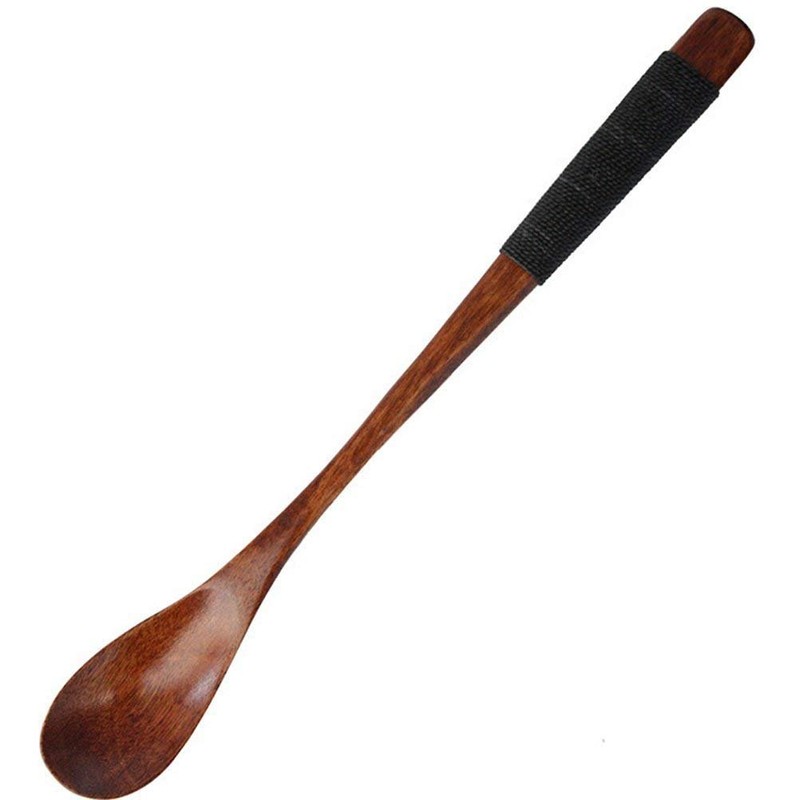 2 Set of Retro Handcrafted Wooden Long Coffee Tea Spoon