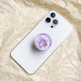 Smartphone Ring, Stylish, Various Other Compatible, Smartphone Ring, Cute, Acrylic, Donut, Smartphone Accessories, Smartphone Grip, Grip Talk & Smartphone Grip, Hold Ring, Fall Prevention, Cute (Purple)