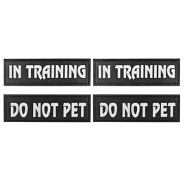 4 Pcs Reflective Service Dog Patch with Hook Backing, Do Not Pet and in Training Service Dog Patch, Tactical Dog in Training Harness Reflective and Removable Tags (6.2 X 1.9) Inch