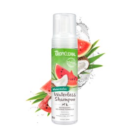 TropiClean Watermelon Waterless Shampoo | Dry Shampoo for Cats & Dogs | Cat & Dog Bath Supplies 7.4 oz | Made in The USA