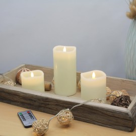 Stonebriar 3 Pack Real Wax Assorted Size Flameless LED Pillar Candles with Remote and Timer
