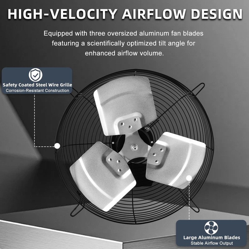 Criditpid 14 Inch Shutter Exhaust Fan with Speed Controller Switch,