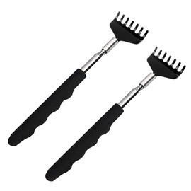 Lamkrtlp Rückenkratzer, Schwarz, Tragbares, Edelstahl-Teleskop-Rückenmassagegerät für Haus, Reise und Büro (20 bis 68 cm)