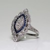 Cutesmile Antique Edwardian Silver Filled Blue Sapphire CZ Crystal Eye-Shape