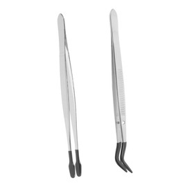 IWOWHERO Ergonomic Design Tweezers Set 2pcs Stainless Steel for Lash Application Stamps Jewelry and Craft Work