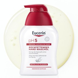 Eucerin pH5 Replenishing Hand Wash Oil 250 ml, Moisturising Liquid Soap with Nourishing Oils for Sensitive Hands, Hand Wash Gel Suitable for Daily Use