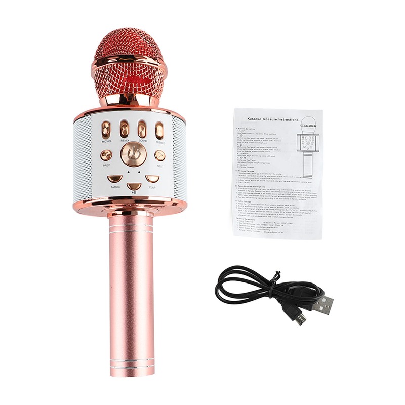 Kids Singing Microphone Portable Handheld Wireless Bluetooth Condenser Mic Speaker