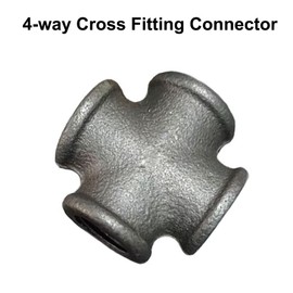 4Pcs 4-Way Cross Fitting Connector, 32mm 1" Malleable Iron Pipe Fittings for Industrial Vintage Style DIY Project Decoration
