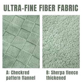 Fleece Throw Blanket for Sofa - Soft Checkered Single Blankets for Women, Fluffy Cosy Warm Blanket for Bed 130x170 cm (Sage Green, Throw/Single)